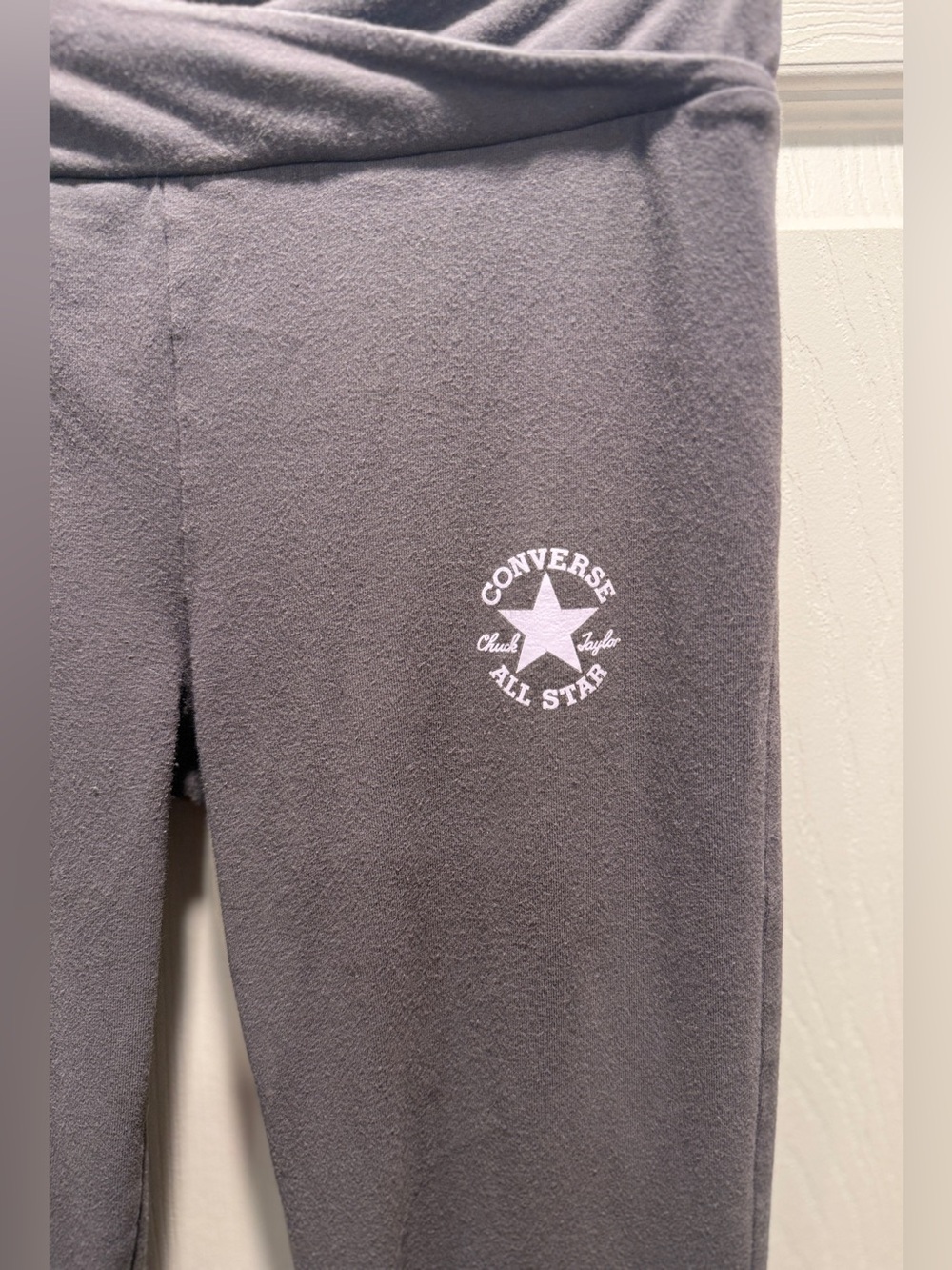 Converse All Star Girls Flare Leggings Youth Large Gray Crossover Waistband - Picture 6 of 11